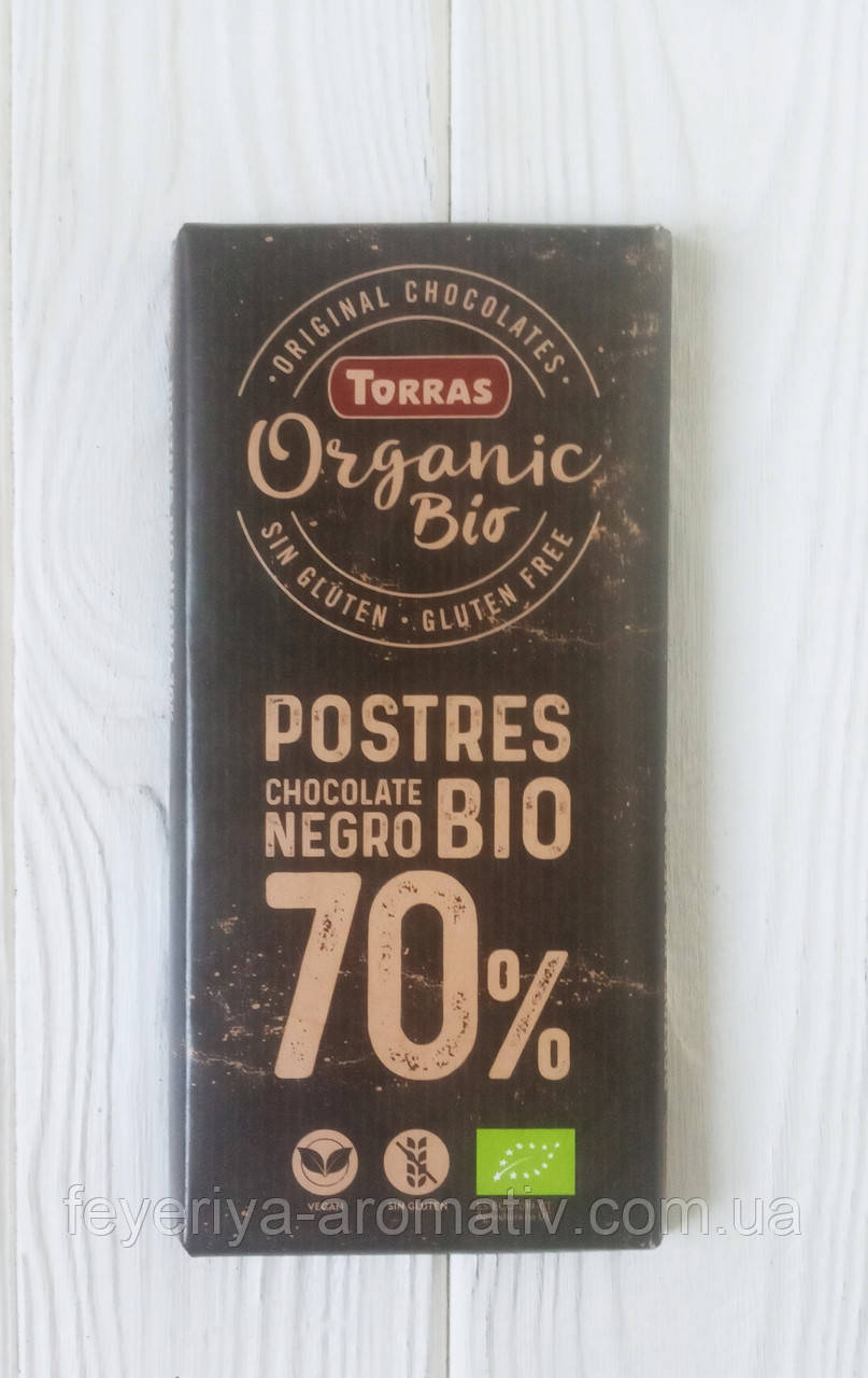 Шоколад чорний без глютена 70% какао Torras Bio organic 200г (Іспанія)