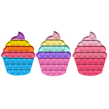 Pop It Поп іт Пупырка іграшка з бульбашками антистрес райдужний кекс (панкейк) НАБІР 3шт