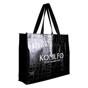 Сумка Komilfo 39 * 29 * 10 см чорна ламінована, змія