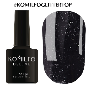 Гель-лак Komilfo Glitter Top - топ для гель-лаку з дрібним шиммером, 8 мл