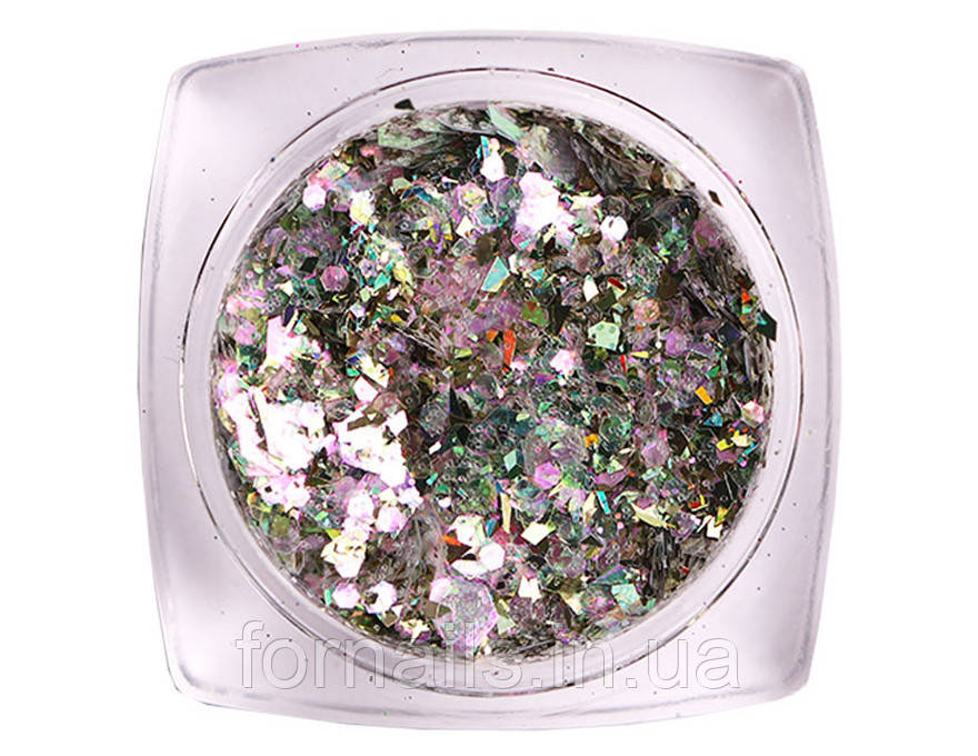 Komilfo блискітки MIX chameleon 007, мікс розмірів, (рожевий / зелений / золотий), 1,5 г