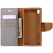 Чохол універсальний Goospery Canvas Diary 5.0" Grey/Camel, фото 5