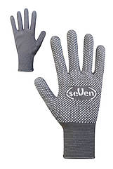 Рукавички синтетичні з ПВХ крапкою сірі 69054