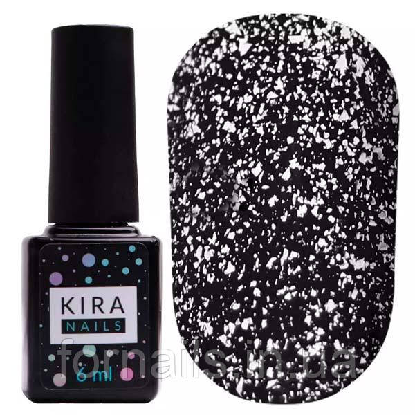 Kira Nails No Wipe Silver Top - топ без липкого слоя с серебряным микроблеском, 6 мл