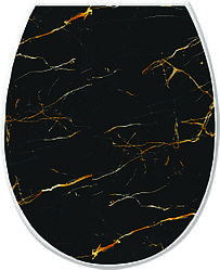 Кришка для унітаза з малюнком Чорний мармур (36.5*45*3.5 см), Elif Plastik Туреччина Е-372