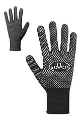 Рукавички синтетичні з ПВХ крапкою чорні 69723