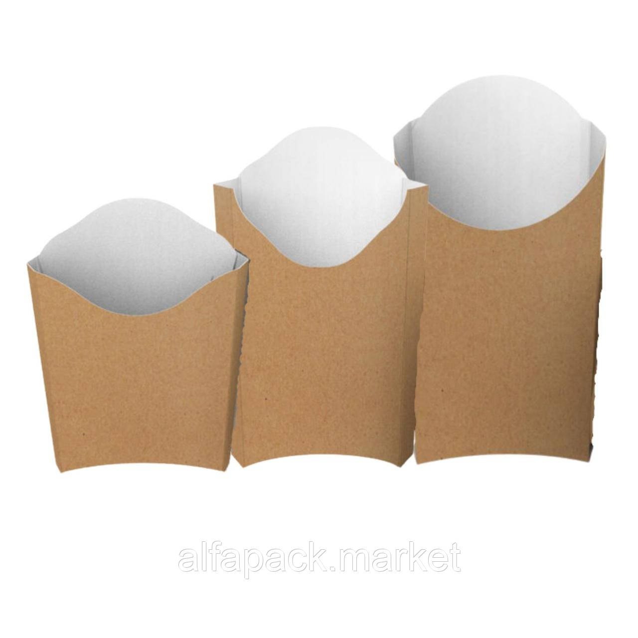 Коробка під картоплю фрі міді, буро-біла 120 грам (50 шт. в упаковці)  010420033