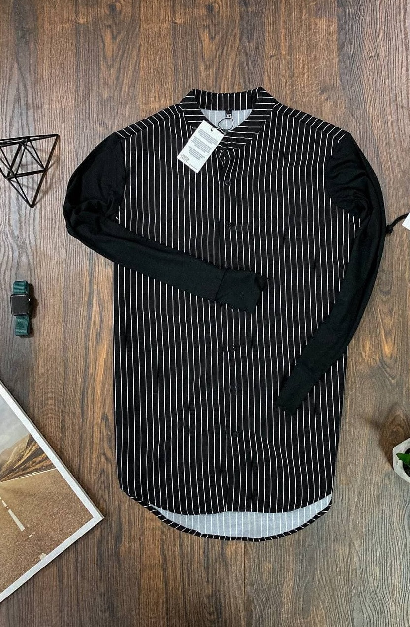 Чоловіча чорна сорочка в смужку Asos