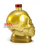 Набір 3 шт. пляшок 1 л скляних із пластиковою кришкою "Череп" чорний + рожевий + золото, фото 7