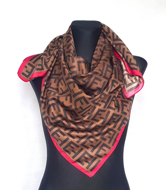 Шовкова хустка Енді 90*90 см коричнева