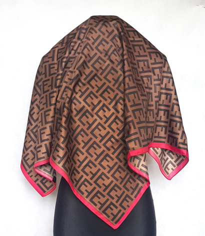 Шовкова хустка Енді 90*90 см коричнева, фото 2