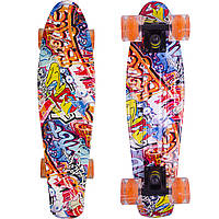 Пеніборд зі світними колесами penny board Graffiti з малюнком графіті