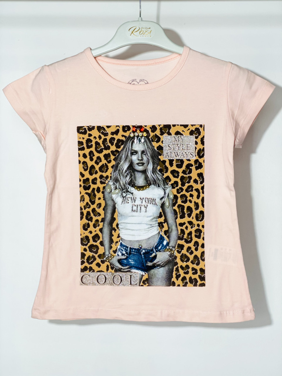 Футболка для дівчинки Eftelya 5595 116-122 см Персиковий