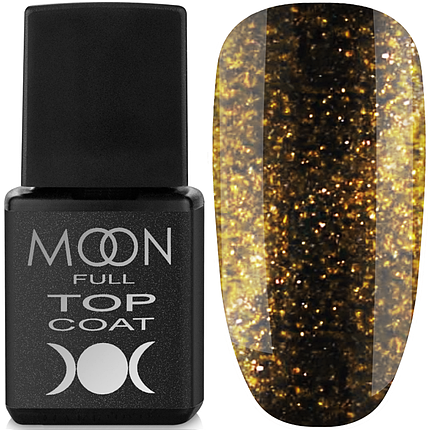 Глітерний топ MOON FULL Glitter No02, 8 мл із золотим шимером, фото 1