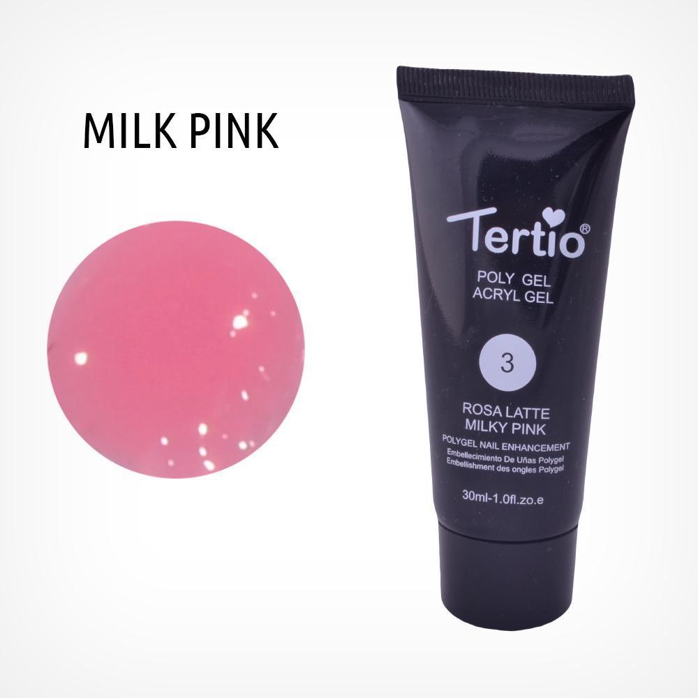 Полигель для нігтів Tertio Poly Gel Acryl Gel Polygel Nail Enhancement №03 Milk Pink, 30 мл