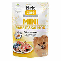 Влажный корм для собак Мини пород Brit Care (Брит Кеа) - с Кроликом и Лососем филе в соусе 85 гр.