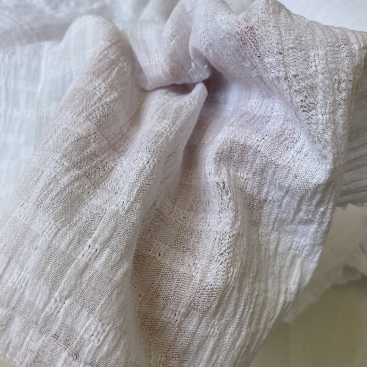 Батист білий жаккард жатий в клітинку, ш. 135 см, фото 1