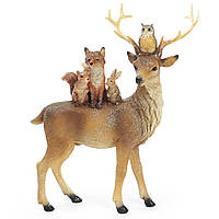 Новорічна статуетка (фігурка) Лісовий олень 24 см Декор і прикраса для дому на Новий рік і Різдво