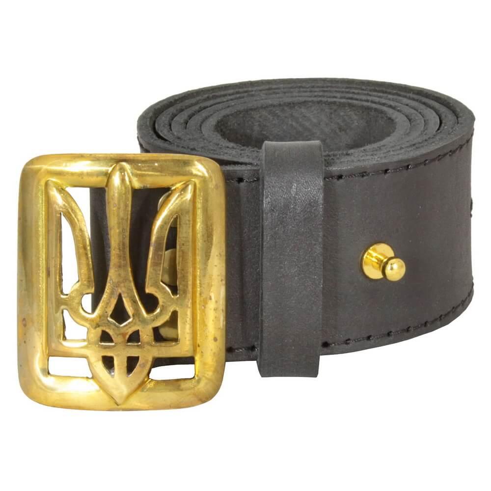 Мілітарка™ ремінь Тризуб натуральна шкіра чорний
