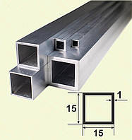 Алюмінієва труба 15*15*1 Срібло (анод)