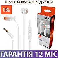 Навушники JBL T-110 (JBLT110WHT) білі, дротові, з мікрофоном (жбл t110)