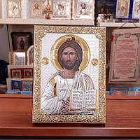 Срібна ікона 12х16 см Ісуса Христа на дереві з Греції