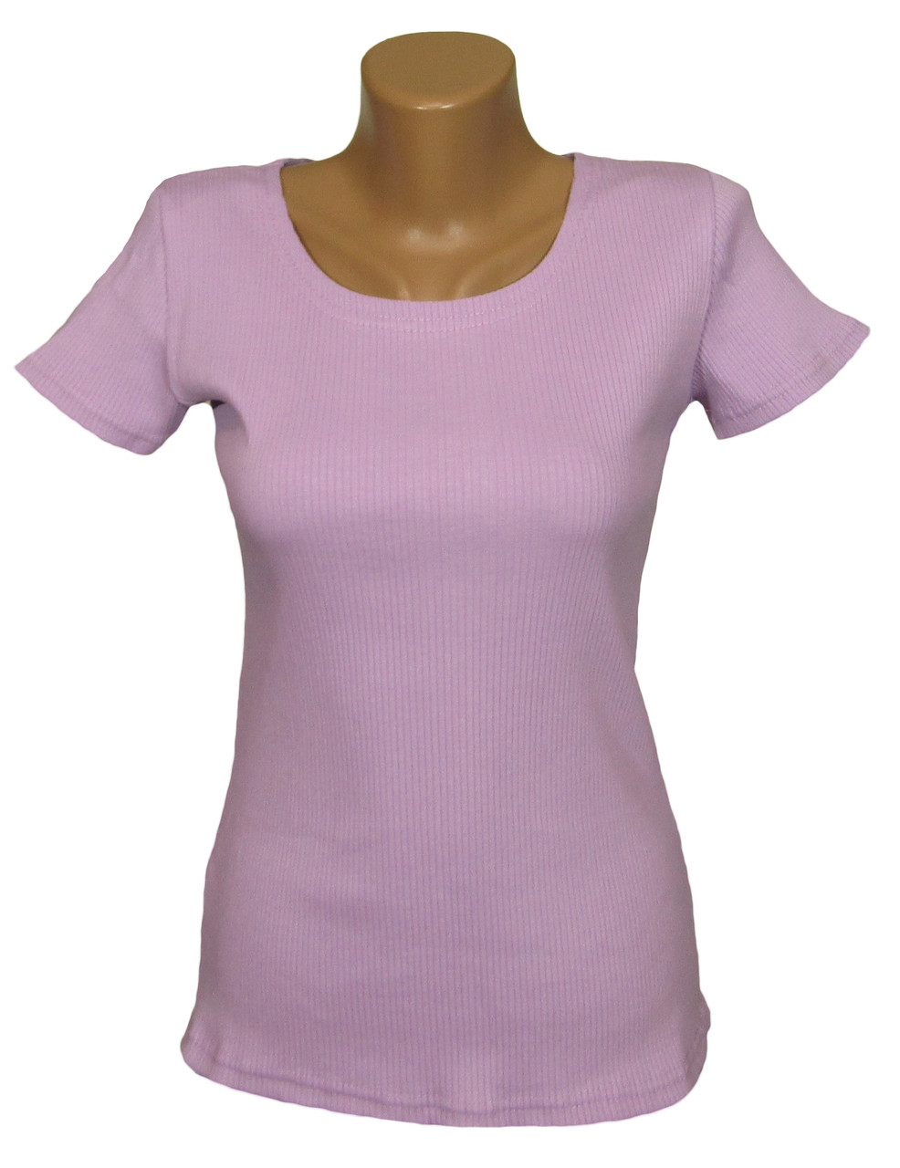 Футболка жіноча базова трикотажна 21021 Base рубчик Бузкова