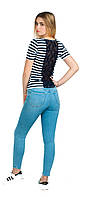Футболка тільник з мереживною вставкою на спині Темно-синя смужка Розмір 42: 42-44, S-M