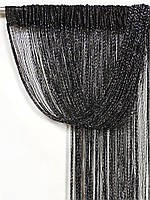 Штори нитки Дощ серпанок 3х3м Чорні з люрексом