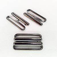 Застібка на купальник 4 см колір сріблястий нікель. (5 комплектів в пакованні)