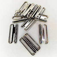 Застібка на купальник 4 см колір сріблястий нікель. (20 комплектів в упаковці)