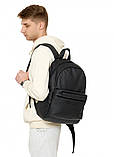 Рюкзак чоловічий чорний повсякденний, для ноутбука 15,6 матова екошкіра, фото 7