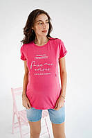 Малиновая футболка для беременных и кормящих мам с секретом для кормления с надписью, 4180041-75-М