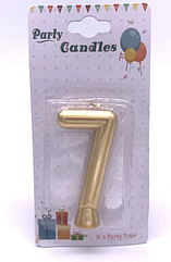 Свічки цифри в торт металік "7" Золото