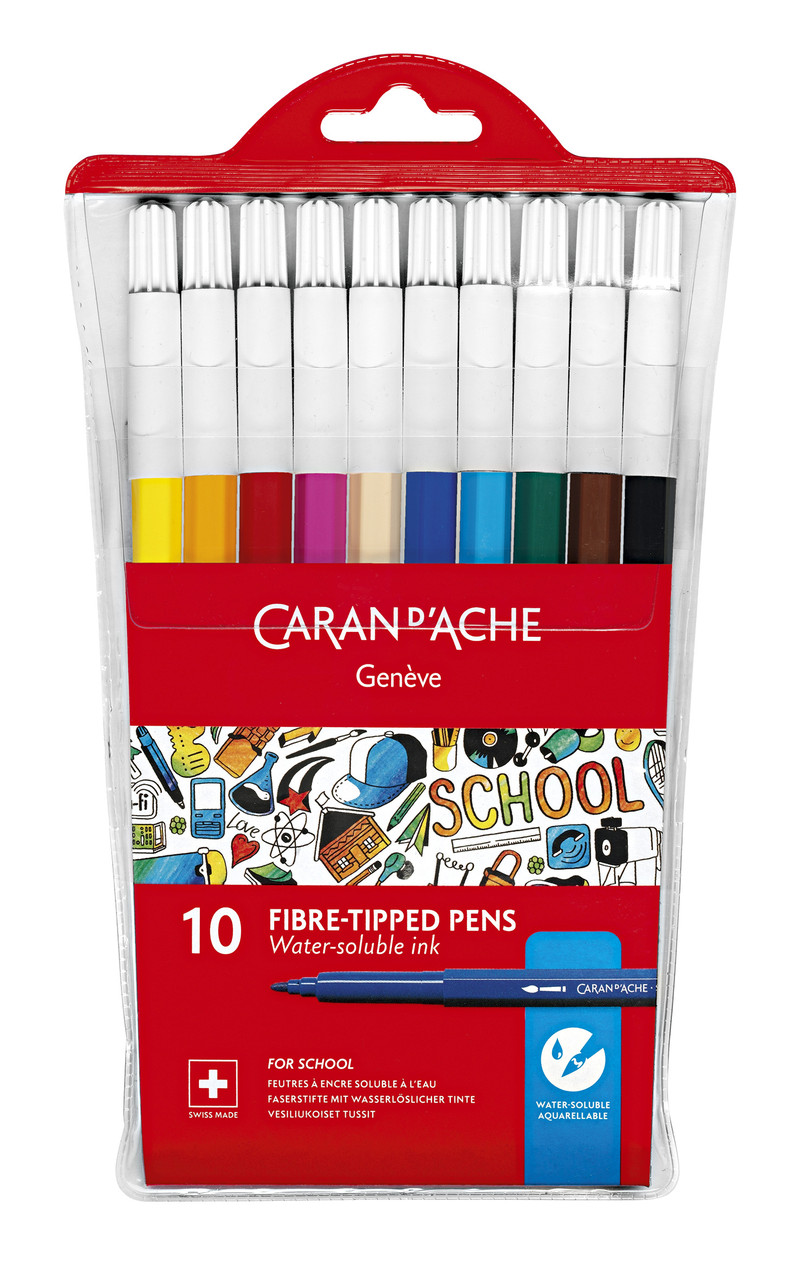Набір акварельних фломастерів Caran d'Ache School Line блістер, 10 кольорів 285.810 (7610186018077)