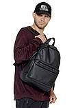 Рюкзак чоловічий чорний повсякденний, для ноутбука 15,6 матова екошкіра, фото 2