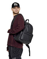 Рюкзак чоловічий чорний повсякденний, для ноутбука 15,6 матова екошкіра