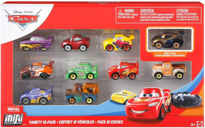 Шикарний набір із 10 шт. Мини Тачки 3 (Disney Pixar Cars Mini Racers 10 Pack) от Mattel, фото 2