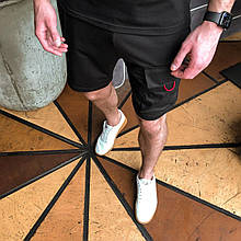 Чоловічі шорти на літо з кишенею Kaif чорні Чоловічі шорти літні трикотажні повсякденні
