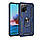 Протиударний матовий чохол для Xiaomi Redmi Note 10  ⁇  10S синій бампер із кільцем підставкою, фото 3