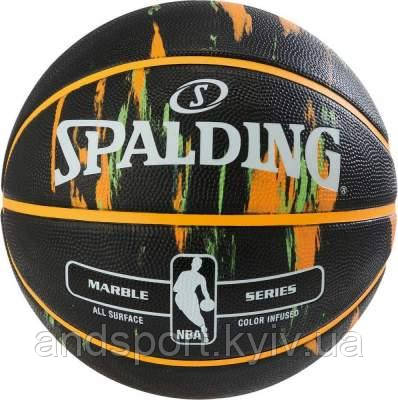 М'яч баскетбольний Spalding NBA Marble Outdoor Black/Orange/Green Size 7