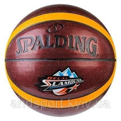 М'яч баскетбольний Spalding №7 PU, неон SlumDunk, оранж, фото 2