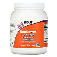 Соняшниковий лецитин чистий порошок, Sunflower Liquid Lecithin, Now Foods, 454 г 1 фунт