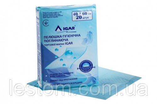Пелюшка поглинаюча Igar 40 х 60 см, 20 шт/уп