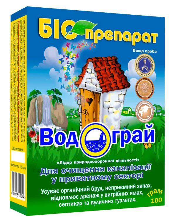 Водограй біосептик для очищення каналізації в приватному секторі 100 г (на 10 м. куб.)