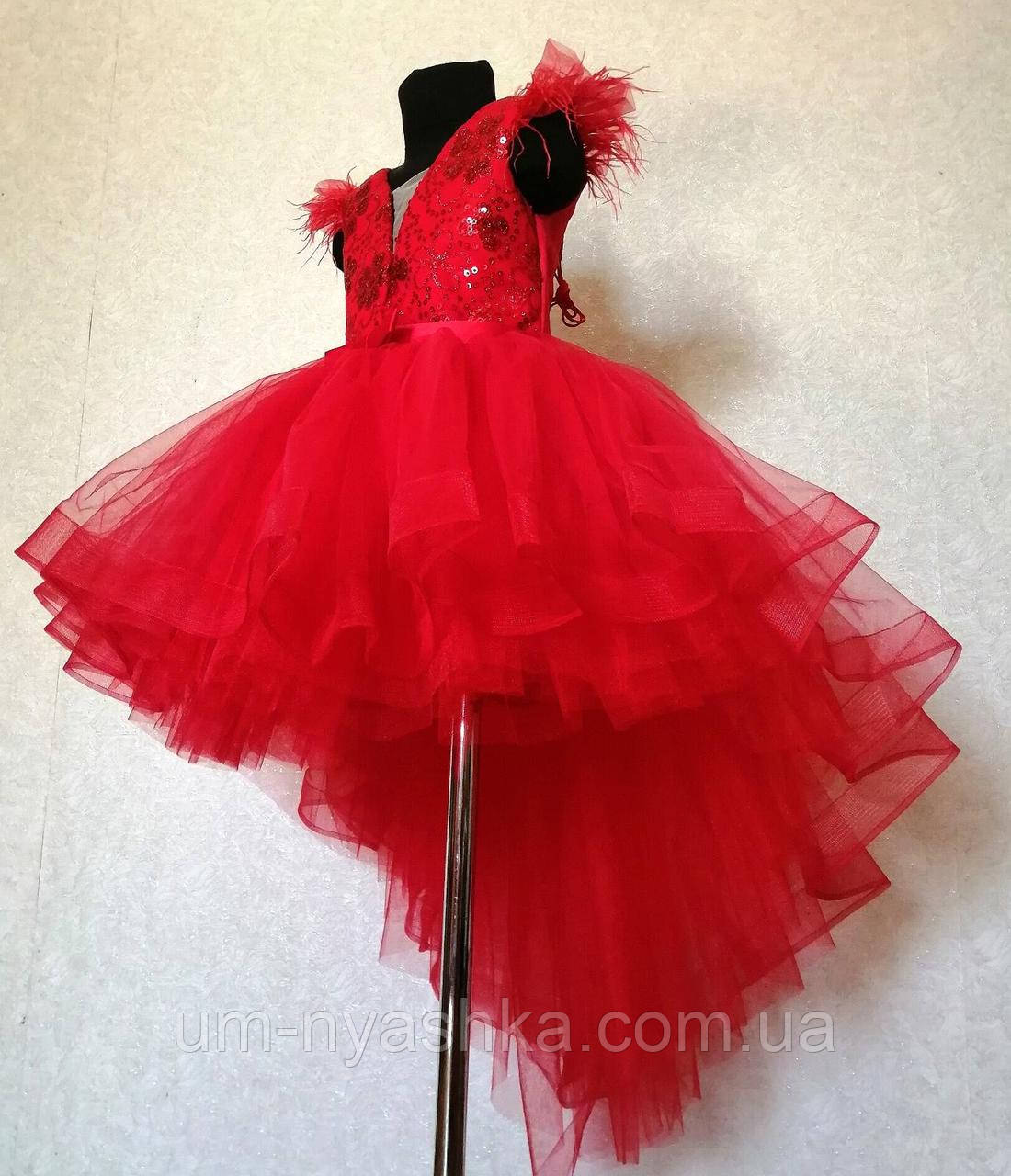 Дитяча сукня видовжене ззаду червоний 116-134