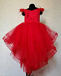 Дитяча сукня видовжене ззаду червоний 116-134, фото 5