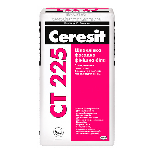Шпаклівка CERESIT CT 225 фасадна фінішна (біла), 25 кг