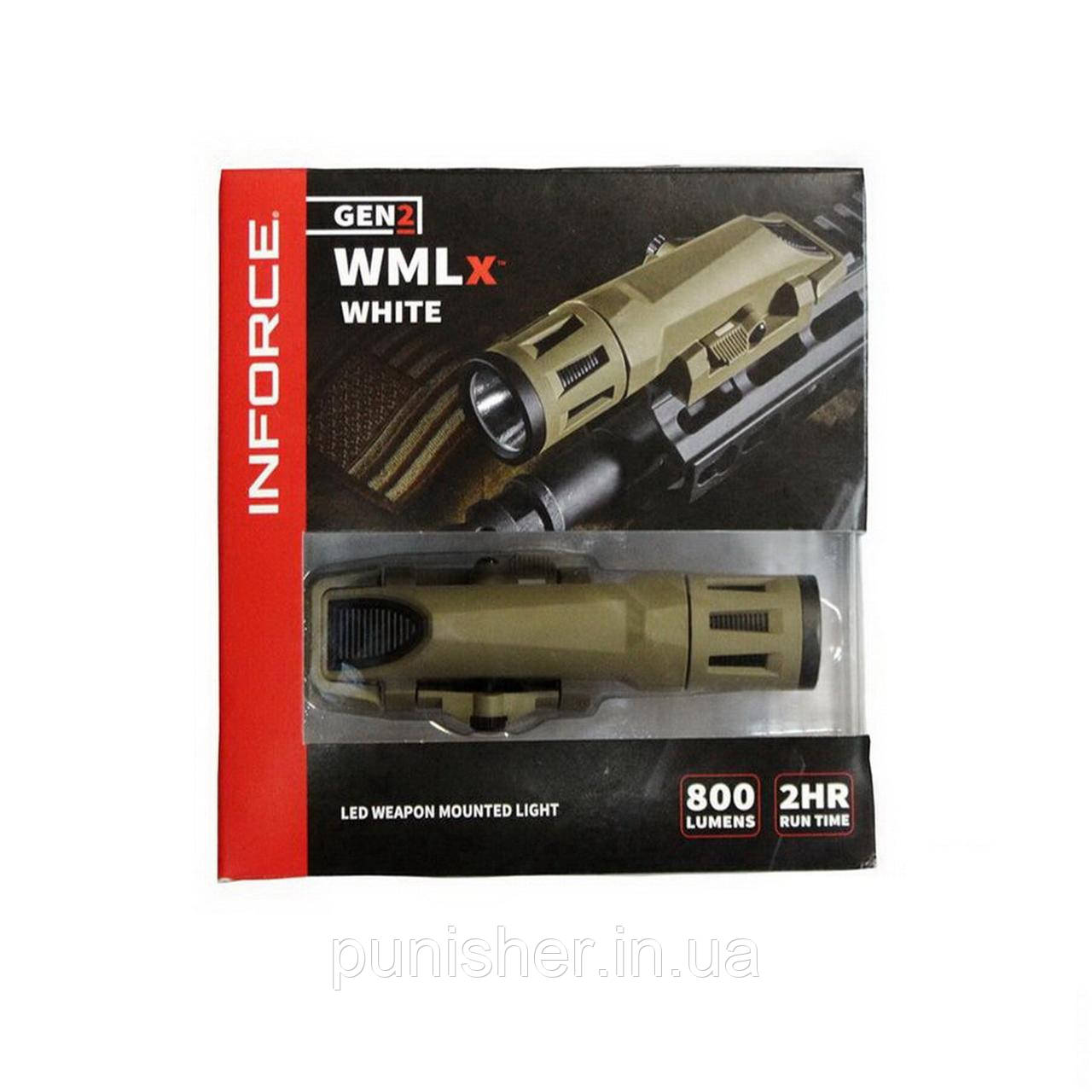 Оружейный фонарь Inforce WMLx White 800 Lumens Gen-2, Coyote Tan, Ліхтар, Білий, 800 - фото 5 - id-p1115967410