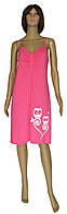 Ночная рубашка женская трикотажная 21019 Совушки коттон Ярко-розовая